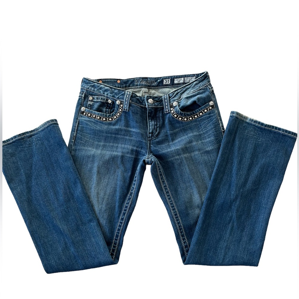 Women's Blue Jeans with Studded Details